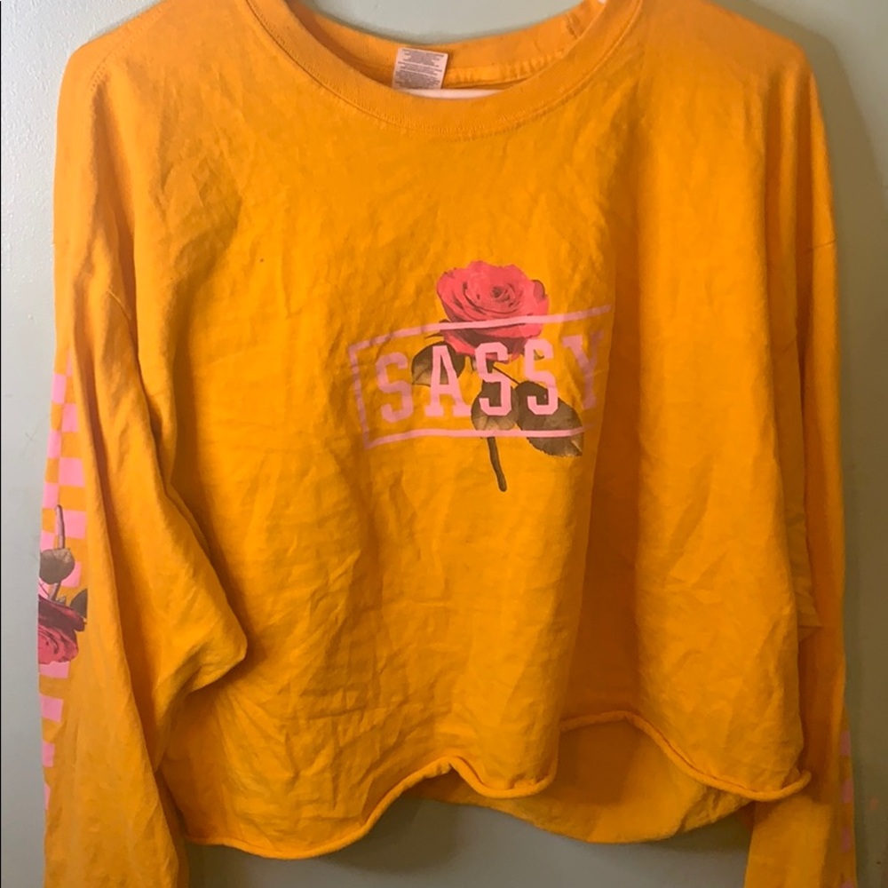 Yellow long sleeve crop top